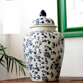 Namų Dekoravimo Jingdezhen Mėlynos Ir Baltos spalvos Porceliano šventykla jar vaza Atidaryti Banką Namų Dekoruoti Kambarį, porceliano ir Keramikos jar