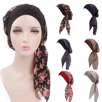 2022 Mados Gėlių Spausdinti Moterų Vidinis Hijabs Bžūp Musulmonų Galvos Skara Turbaną Variklio Dangčio Nešioti Ponios Wrap Pagal Hijab Kepurės