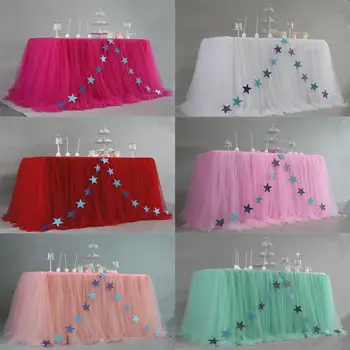 Lentelėje sijonas Stalo Audinio Šalis Vestuves Desertas stalo dekoracija stalo sijonas Vaikų gimtadienio stalą grindjuostes