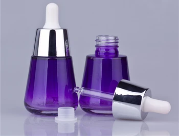 20pcs 30ml violetinė stiklo aliejaus buteliai, 30 ML sidabro padengti kosmetikos pakuotės pardavimui ,prabangūs 1 uncija užkratas stiklo buteliai tušti
