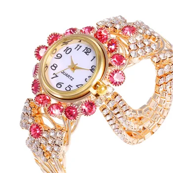 Nieuwe Režimas Vrouwen Horloges Diamant-Įterptųjų Elegantiškas Kvarco Horloge Stijlvolle Atidarymo Luxe Creatieve Legering Raištį Horloge