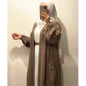 Wepbel Eid Atidaryti Abaja Musulmonų Suknelė Ramdan Prarasti Dubajus Elegantiška Suknelė Cardigan Islamo Drabužių Kimono Arabų Turkija Kaftan Outwear