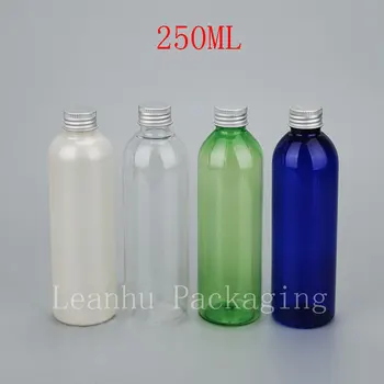 250ML Apvalios Pečių Plastikinio Butelio Aliuminio Dangtelis , 250CC Šampūnas / Losjonas Sub-išpilstymo , Tuščias Kosmetikos Pakuotę ( 20 VNT/Lot )