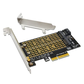 PCI-E X4 Adapterio Kortelės Palaikymas M-Key NVME B-Raktas SATA SSD Dual Protokolo Plėtimosi Kortelės Adapteris