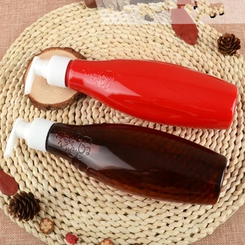 15vnt 280ml 550ml 10oz 20oz didmeninė tuščias raudonos spalvos Plastikinių Butelių, skaidraus Plastiko PET Neapolio Ovalios, su losjonas siurbliai Šampūnas