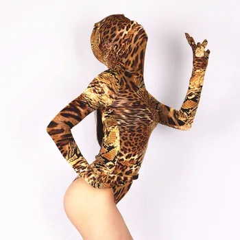 (MS012) Moterų sexy lycra spandex laukinių tigrų bodysuit modelis fetišas catsuit/triko