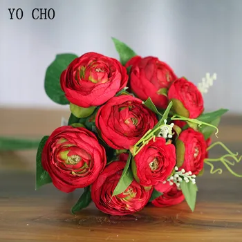 YO CHO Arbata, Rožių Netikrą Gėlių Bridesmaids Nuotakos Vestuvių Puokštė Šilko Rožė Gėlių Dekoras Namuose