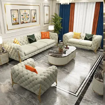 Italų stiliaus šviesos prabanga matinio aksomo audinio sofos, kartu postmodernaus 