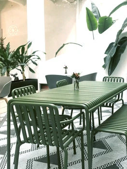 Aukštos kokybės lauko balkonas laisvalaikio stalas ir kėdė derinys geležies modelio, tipo, dydžio, stiliaus modeliavimo valgomojo stalo rinkinys