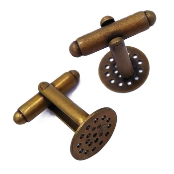 Antikvariniai Bronzos Turas Bezel Parametras rankogalių segtukai Ruošiniai Rankogalių segtukai su 12mm Trinkelėmis CL056