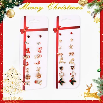 Kalėdiniai auskarai nustatyti, Kalėdų dovanos, Kalėdų 8 porų Kalėdų elnių Kalėdų eglutė auskarai nustatyti derinys