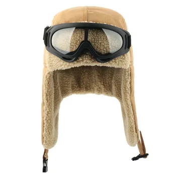 Vyrai Moterų Žiemą Šiltą Kepurę Bombonešis Skrybėlės Kepurės Su Vėjo Akiniai Apdailos Pilotas Ausies Atvartu Skrybėlę Rusijos Karinės Medžioklės Skrybėlės