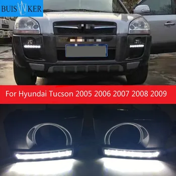 1 Pora Automobilio Šviesos važiavimui Dieną DRL LED Dienos šviesos Priešrūkinio Žibinto Dangtelis Hyundai Tucson 2005 m. 2006 m. 2007 m. 2008 m. 2009 m.