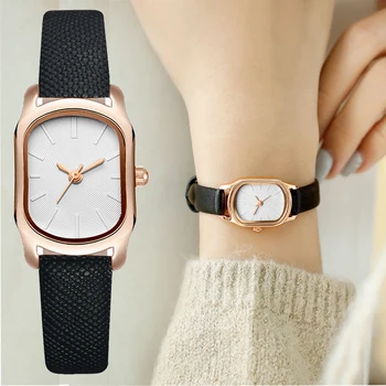 Modische Frauen Leder Juosta Uhr Atsitiktinis Damen Quarz Armbanduhr Einfache Weibliche Kleine Schwarz Uhr Reloj Mujer Uhren