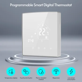 Pažangus Skaitmeninis Termostatas Programuojamas Temperatūros Reguliatorius su LCD Apšvietimas Touch Ekranas Namo Kambaryje Mokyklos Buveinė Viešbutyje