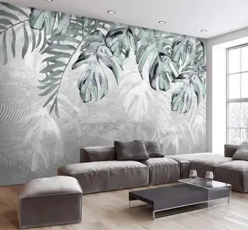 Bacal užsakymą 3D tapetai, freskos modernus minimalistinio šviežių žaliųjų augalų lapų kambarį miegamasis fone sienų apdailai 5d