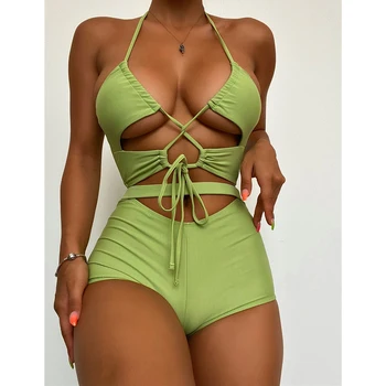 CHYAOWU0130 Žalia seksualus bikini tvarstis swimsuit moterys vientisų maudymosi kostiumai, maudymosi kostiumėliai, biquinis feminino купальник vasaros 2022