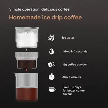 300ml Ledas Šaltas Užvirinti Dripper Šalto Užvirinti Kavos Dripper Ledo Lašelinę Puodą Namų
