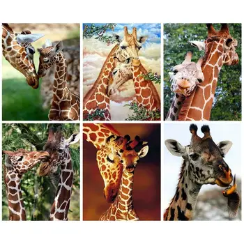 CHENISTORY aliejiniais Dažais Pagal Skaičių Žirafos Ant Drobės Handpainted Dovana 