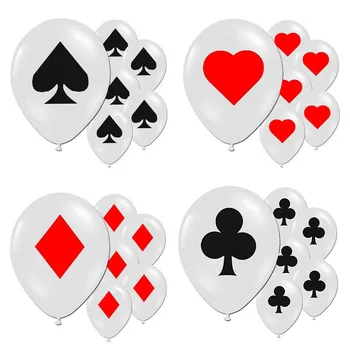 10pcsPoker Šalies Latekso Balionas Kazino Kortelės Kauliukai Kastuvai/Širdis/Klubai Kortos, Pokerio, Kazino Dekoro Prekes