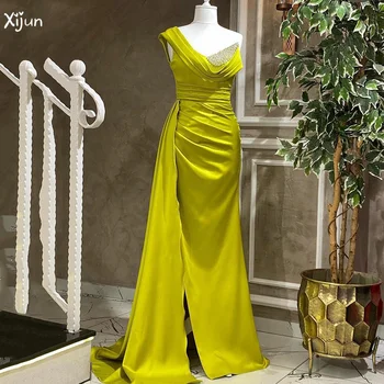 Xijun Duobute Undinė Prom Dresses Vieną Petį Šalis Suknelė Plisuotos Vakaro Suknelės Rankovių Giliai V Kaklo Rūbeliai 2023 De Soirée