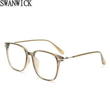 Swanwick plonas rėmas tr90 taures už moterų korėjos stiliaus skaidraus lęšio aikštėje akinių rėmeliai vyrų juoda žalia dovanos unisex