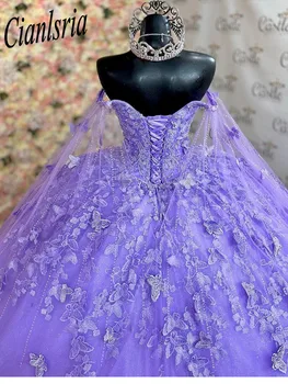 Alyvinė Saldus 16 Quinceanera Suknelę 2023 Off Peties Appliques Blizgančiais Gėlės Princesė Šalis Suknelė Vestidos De 15 Años
