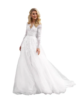YNQNFS Backless Nuotakos Vestuvių Suknelė Bohemijos Stiliaus Vestuvinė Suknelė Baltos V-Kaklo, Prom Dress Tiulio audinio