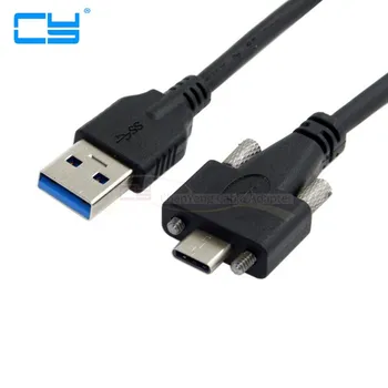 4FT USB3 Standarto.0 USB 3.0 A male į USB 3.1 c tipo USB-c Tipo-C, su Dviguba Fiksavimo Varžtus vyras Duomenų Kabelis 1,2 m Panel Mount