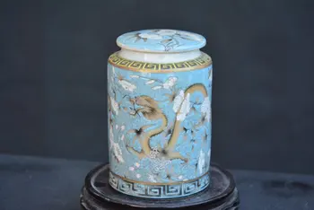 Retas QingDynasty porceliano jar,pastelinių glazūra,Drgon,kavos indelį,Rankomis dažyti amatų,Apdailos,surinkimo ir Puošmena