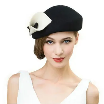 Lady rudens žiemos Britų mados skrybėlę moterų vilnos kepurės moterų Europos stiliaus šiltas Fedoras šalies bžūp B-1191