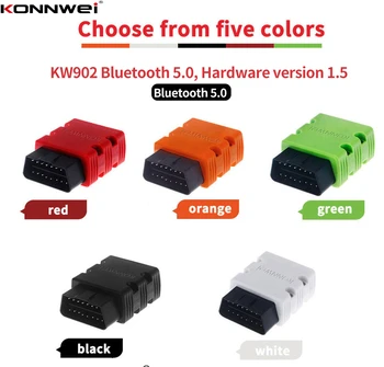 KONNWEI KW902 Bluetooth 5.0 ELM327-V1.5 PIC18F25K80 OBDII Diagnostikos Įrankiai, ELM 327 OBD2 Transporto priemonės Kodas Skaitytojas