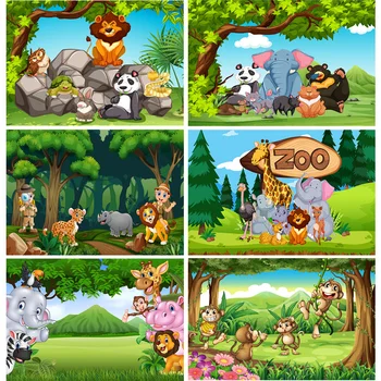 SHENGYANGBAO Vinilo Custom, Fotografija Backdrops Animacinių filmų Gyvūnų Zoologijos sode Vaikai Kūdikio Gimtadienio Tema fotostudijos Fonai YAXU-203