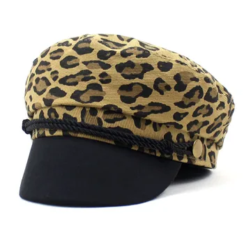 2021 m. Rudens ir žiemos Medvilnės Leopardas spausdinti beretė Aštuoniakampis bžūp dailininko skrybėlę mergina ir moteris 27