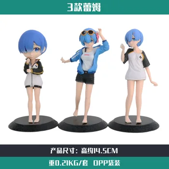 14cm Sportinę Ram Trijų dalių Komplektas Japonijos Anime Re:Zero Pradeda Gyvenimą į Kitą Pasaulį Veiksmų Skaičius, PVC Kolekcijos Modelis Žaislas