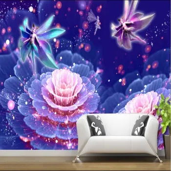 Beibehang mados 3d tapetai, foto violetinės gėlės 3d kambarį fone, sienos, namo apdailos, sienos tapetai 3 d