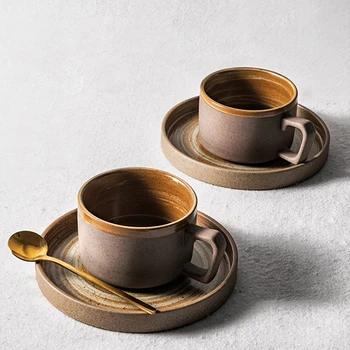 Japonų Keramikos Kavos Puodelis Lėkštė Rinkinys Keramikos Europos Retro Vandens Cup Taures