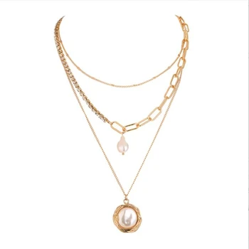 naujas klasikinis kristalų grandinės chokers karoliai moterų turas metalo pearl kelių sluoksnių, grandinės, karoliai mados juvelyrika dovanos