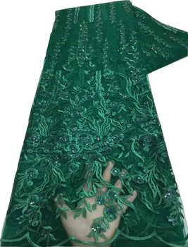 Aukštos Kokybės Labai Minkštos Klasikinis Žalia Elegantiškas 2022African prancūzijos Tiulio Sequince Nėrinių Audinio Šalies vakarinę Suknelę NN336_A