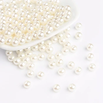200pcs 6 mm Baltos spalvos Apvalių Perlų Imitacija Akrilo Karoliukai Prarasti Tarpiklis Granules Karoliai, Apyrankė 