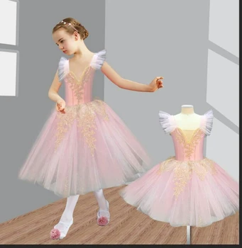 Nauja Vaikų Gulbių Ežeras Baleto Kostiumas Mergaitėms Tutu Baleto Leotard Šokių Mergaičių Profesionalių Baleto Šokių Princesė Suknelė Etapas