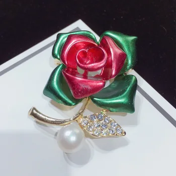 Naujos gamtos gėlo vandens perlų sagė emalio spalva Rose Sagė dovanų baigė didmeninės kailis priedai