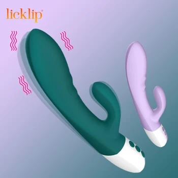 LICKLIP Rabbit Vibratorius Dildo Moterims, 7 Režimai Klitorio Stimuliatorius Makšties G Vietoje Dvigubo Šildymo Massager Suaugusiųjų Sekso Žaislas