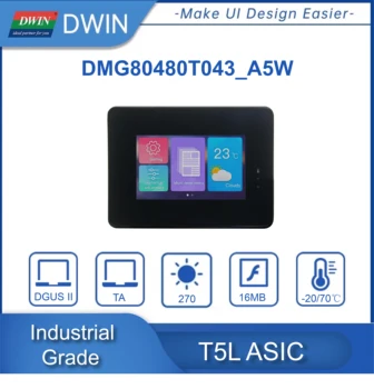 DWIN 4.3 colių TFT LCD Ekranas Prisijungti Arduino,800*480 HMI Jutiklinis Ekranas, Smart UART Serijos IPS Modulis DMG80480T043_A5W