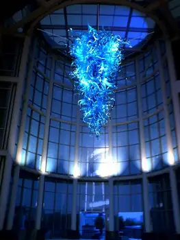 Didelės Mėlynos Spalvos Murano, Pūstinis Stiklas Liustra CE/UL Sertifikatas 110V-240V Viešbučio Fojė Stiliaus Meno Apdailos Apšvietimas