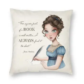 Jane Austen Rašyti Knygą Pagalvę Padengti Namų Dekoro Rašytojo Romanas, Pagalvėlė Apima, Mesti Pagalvę už Kambarį dvipusis Spausdinimas