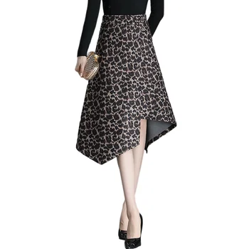 Naujas Leopard Print Moterų Sijonai Nereguliarus Dizainas,-line Sijonas Aukštu Juosmeniu 2021 M. Rudens Žiemos Kuprinė Klubo Moterų Sijonas