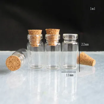 20pcs/daug 1ml 1cc Mini skaidraus Stiklo buteliuke su mediniais kamštienos Mažųjų, Norinčių/Dovana/Šiuo stikliniai buteliukai daugiau dydis yra avaliable