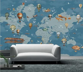 Animacinių filmų pasaulyje žemėlapį, foto tapetai, Vaikų kambarys, Kavos tapybos 3D sienų tapetai kambarį apdaila