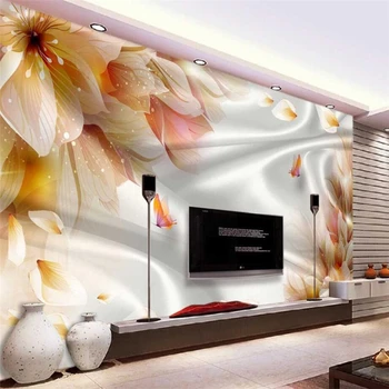 Beibehang Užsakymą tapetai gražus lily svajonė gėlių Dielianhua trimatis šilko fone sienos freskos 3d tapetai, foto